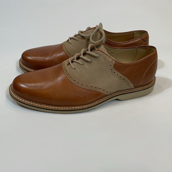 1901 Leather Oxford Loafers Size 10 M Brown And Tan Cushioned Soft Sole EUC - Picture 3 of 11